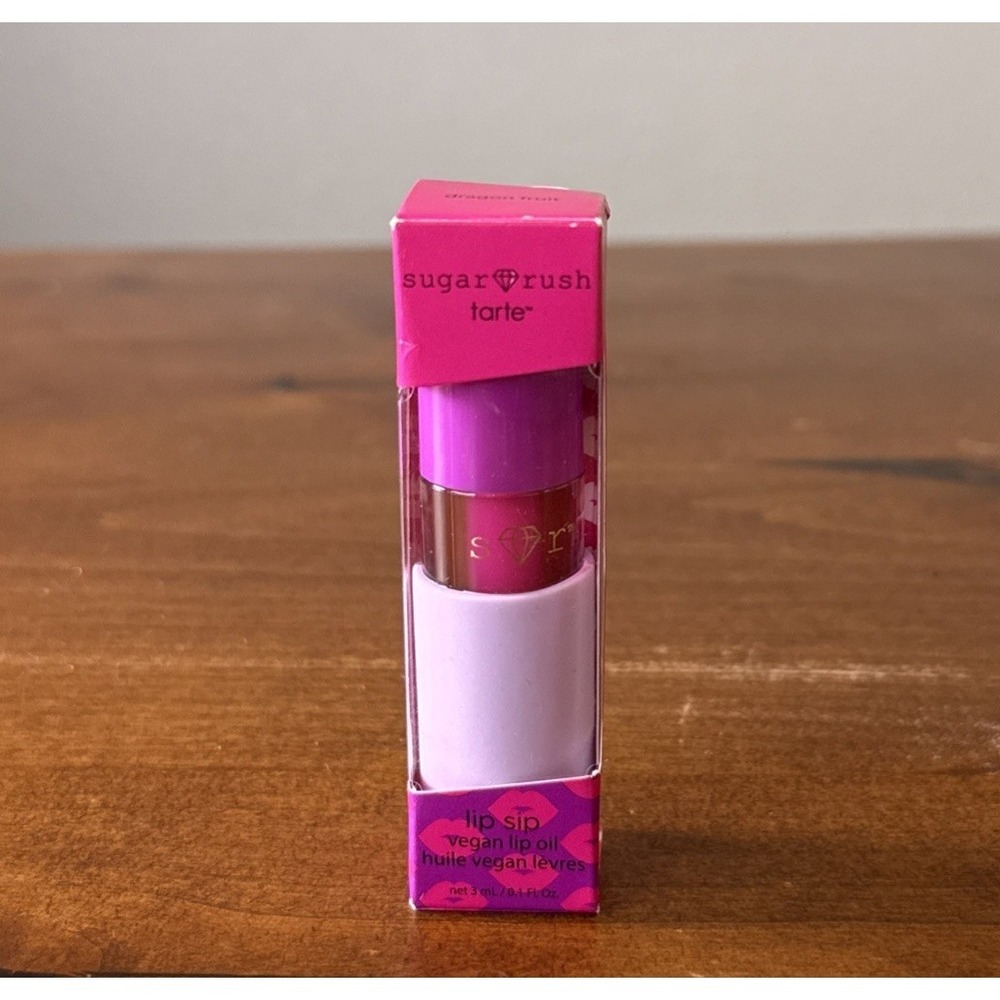 HTF Tarte Sugar Rush Lip Sip Vegan Lip Oil Dragon Fruit 0.13 fl oz